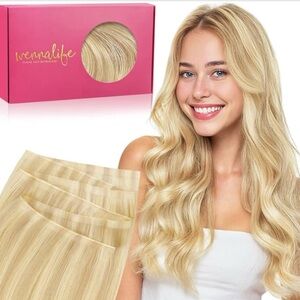 Light Blonde Golden Blonde Remy Human Hair 20 Inch Seamless Hair Extensions